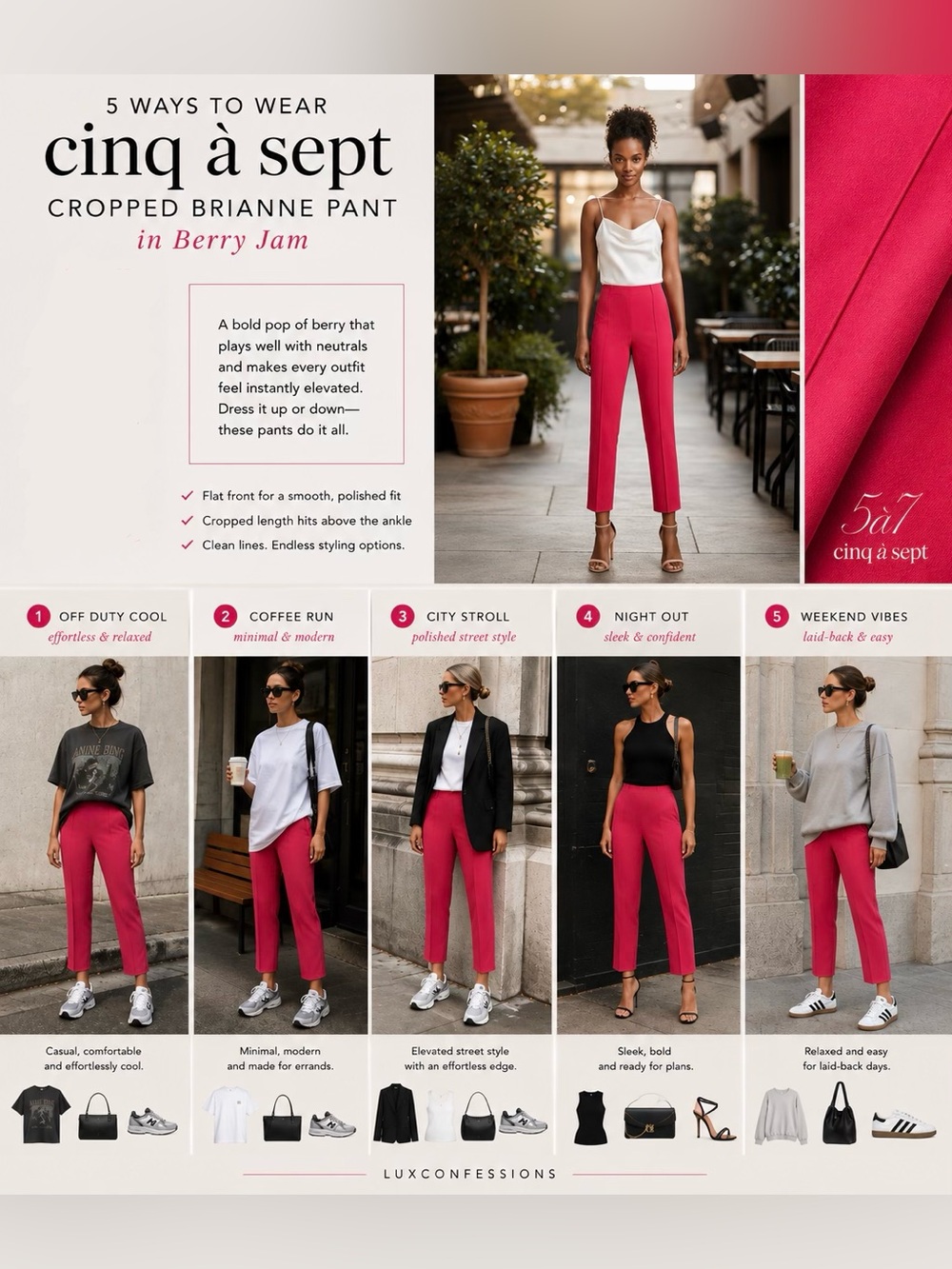 Cinq à Sept Brianne Cropped Pants — Berry Jam | Size 4